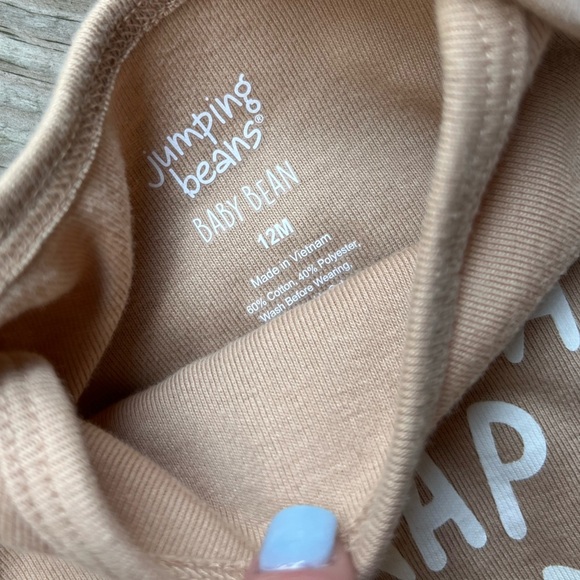 Infant baby toddler 12M Jumping Beans black hoodie and tan one piece - Picture 4 of 5